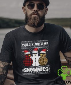 Chillin’ with my snowmies three snowman leopard ugly sweater design png shirt