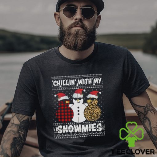 Chillin’ with my snowmies three snowman leopard ugly sweater design png hoodie, sweater, longsleeve, shirt v-neck, t-shirt