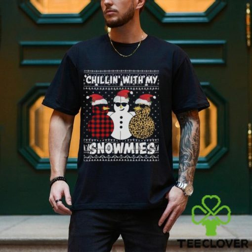 Chillin’ with my snowmies three snowman leopard ugly sweater design png hoodie, sweater, longsleeve, shirt v-neck, t-shirt