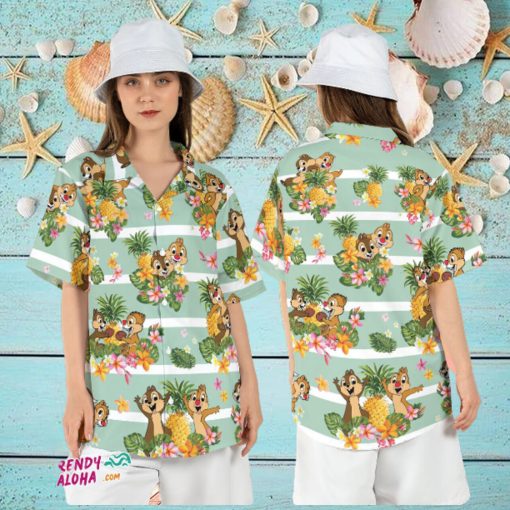 Chip Dale Pineapple Trouble Summer Hawaiian Disneyland Aloha Shirt