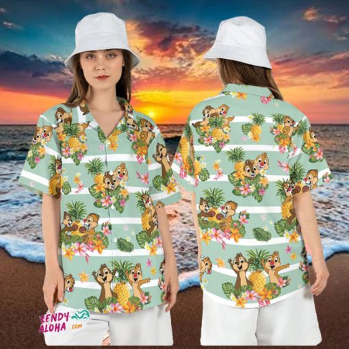 Chip Dale Pineapple Trouble Summer Hawaiian Disneyland Aloha Shirt