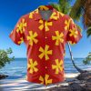 New York Mets Red Hibiscus Gray Leaf Beige Background 3D Hawaiian Shirt Gift For Fans