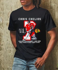 Chris Chelios Chicago Blackhawks Jersey Retirement signature shirt
