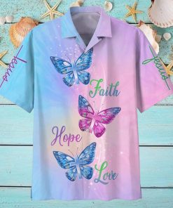 Christian Hawaiian Shirt Faith Hope Love Butterfly hawaiian shirt