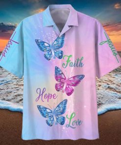 Christian Hawaiian Shirt Faith Hope Love Butterfly hawaiian shirt