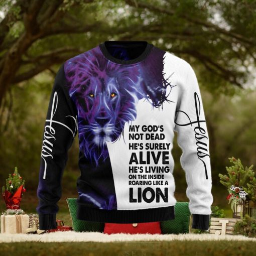 Christian Lion Style 3D Ugly Christmas Sweater Gift Men Women
