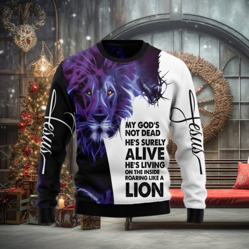 Christian Lion Style 3D Ugly Christmas Sweater Gift Men Women
