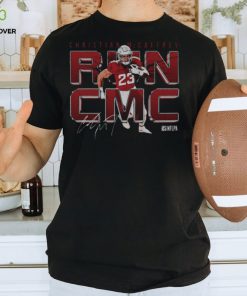Christian McCaffrey San Francisco Run CMC Metal WHT Shirt 2 Christian McCaffrey San Francisco Run CMC Metal WHT Shirt