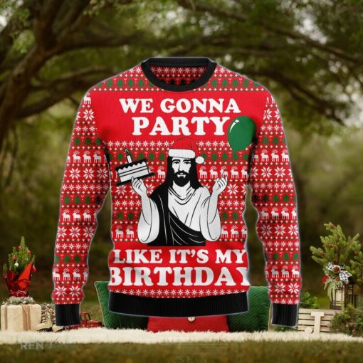 Christian We Gonna Party Like It’s My Birthday Ugly Christmas Sweater Gift Men Women