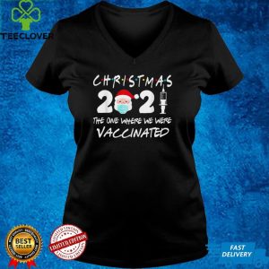 Christmas 2021 Santa Face Wearing Mask Funny Vaccinated T Shirt