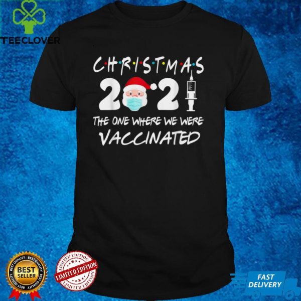 Christmas 2021 Santa Face Wearing Mask Funny Vaccinated T Shirt