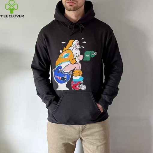 Christmas 2023 Santa Claus Miami Dolphins Shit On Toilet New England Patriots hoodie, sweater, longsleeve, shirt v-neck, t-shirt