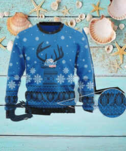 Christmas 2024 Blue Natural Light Reindeer Snowy Ugly Sweater