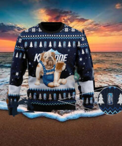 Christmas 2024 Bulldog Drink Keystone Light Beer Ugly Sweater