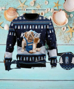 Christmas 2024 Bulldog Drink Keystone Light Beer Ugly Sweater