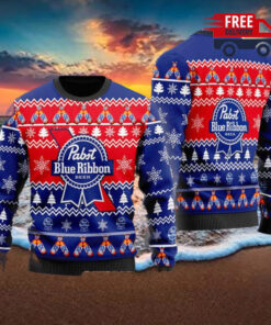Christmas 2024 Christmas Cheers With Pabst Blue Ribbon Beer Ugly Sweater
