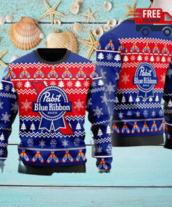 Christmas 2024 Christmas Cheers With Pabst Blue Ribbon Beer Ugly Sweater