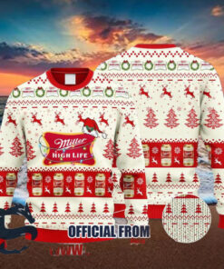 Christmas 2024 Miller High Life Reindeer Snowy Night Ugly Sweater