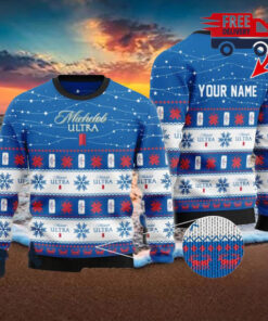Christmas 2024 Personalized Christmas Twinkle Lights Michelob Ultra Ugly Sweater