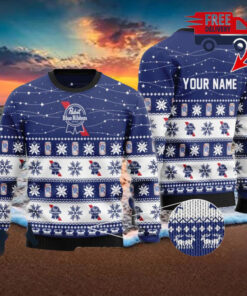 Christmas 2024 Personalized Christmas Twinkle Lights PBR Beer Ugly Sweater