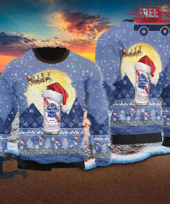 Christmas 2024 Santa Claus Sleigh Pabst Blue Ribbon Ugly Sweater