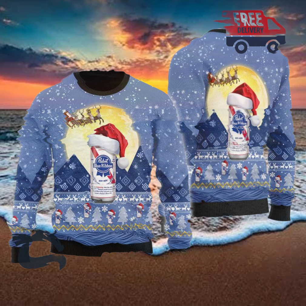 Christmas 2024 Santa Claus Sleigh Pabst Blue Ribbon Ugly Sweater Christmas 2024 Santa Claus Sleigh Pabst Blue Ribbon Ugly Sweater