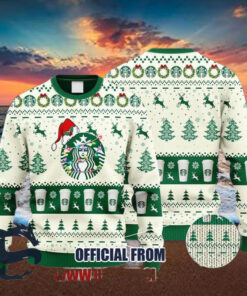Christmas 2024 Starbucks Coffee Reindeer Snowy Night Ugly Sweater