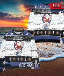 Christmas 2024 When You’re Drinking Miller Lite With Santa Claus Ugly Sweater