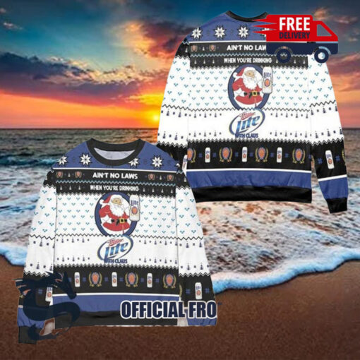 Christmas 2024 When You’re Drinking Miller Lite With Santa Claus Ugly Sweater