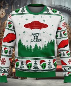 Christmas Alien Santa Get In Loser Christmas Ugly Sweater Party