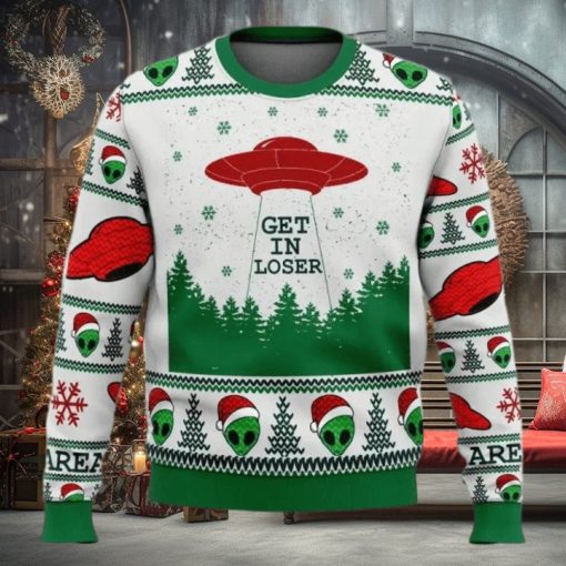 Christmas Alien Santa Get In Loser Christmas Ugly Sweater Party