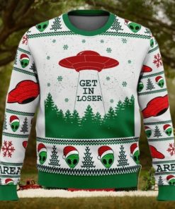 Christmas Alien Santa Get In Loser Christmas Ugly Sweater Party