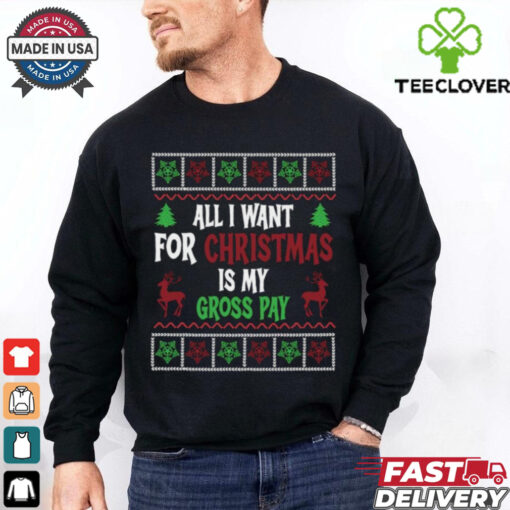 Christmas All I Want Is My Gross Pay Ugly Holiday T Shirts