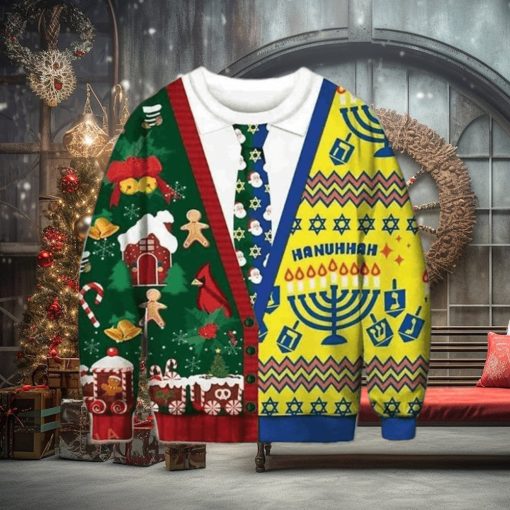 Christmas And Hanukkah Cadigan Costume 3D Funny Ugly Sweater