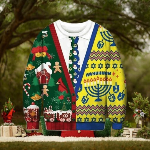 Christmas And Hanukkah Cadigan Costume 3D Funny Ugly Sweater