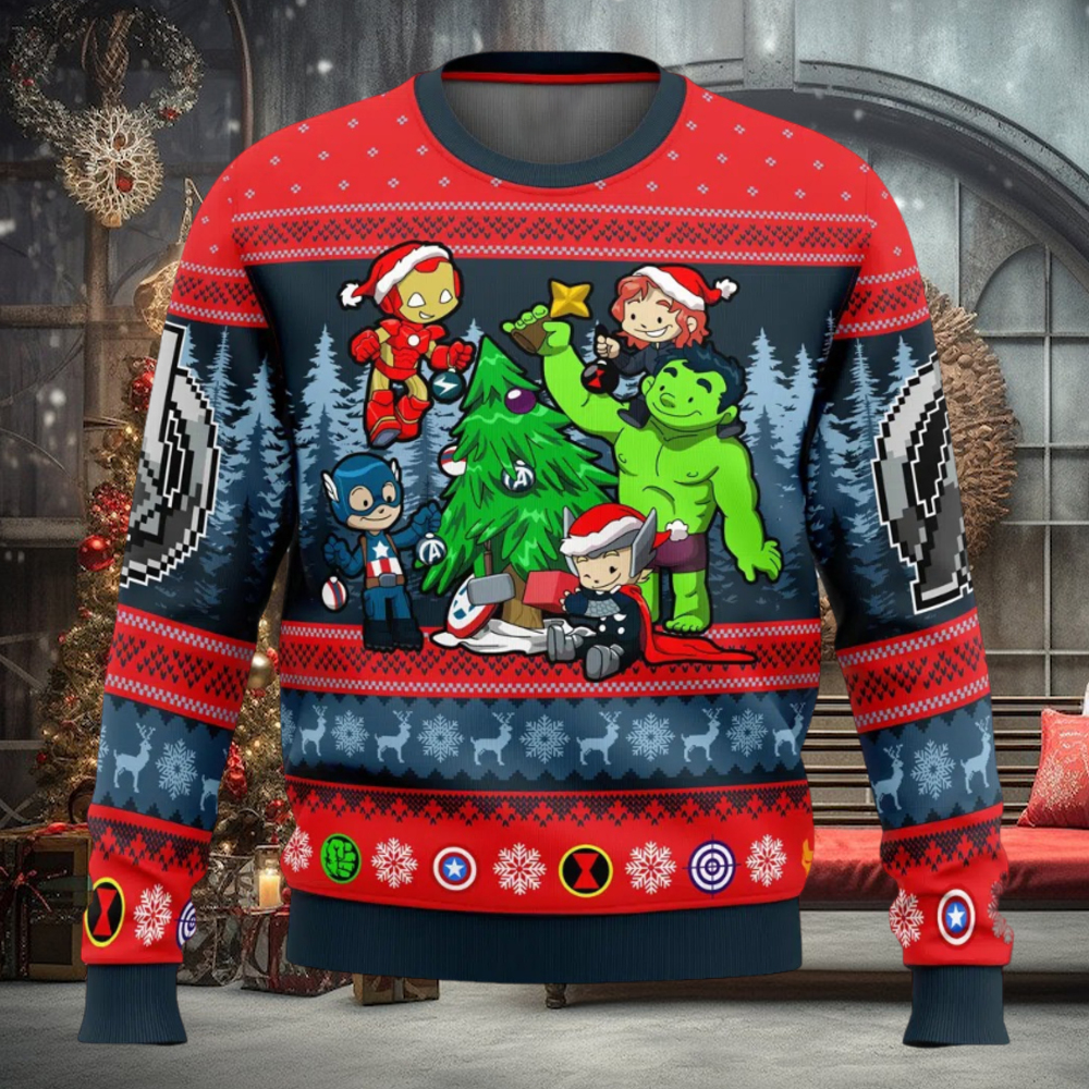 Christmas Avengers Chibi Marvel Comics Ugly Christmas Sweater Christmas Avengers Chibi Marvel Comics Ugly Christmas Sweater
