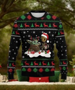 Christmas Baby Yoda And Groot Ugly Sweater, Guardians Of The Galaxy Shirt, Magic Kingdom Holiday Sweater, Disney Star Wars Fan Gift