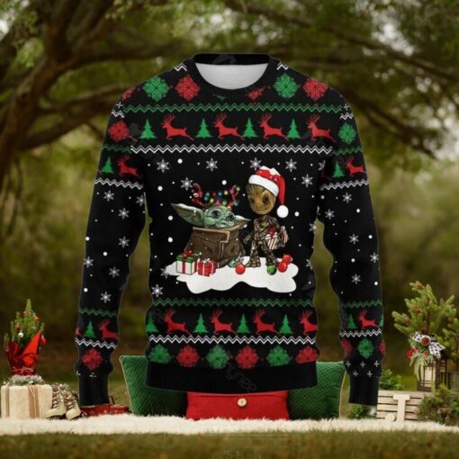 Christmas Baby Yoda And Groot Ugly Sweater, Guardians Of The Galaxy Shirt, Magic Kingdom Holiday Sweater, Disney Star Wars Fan Gift