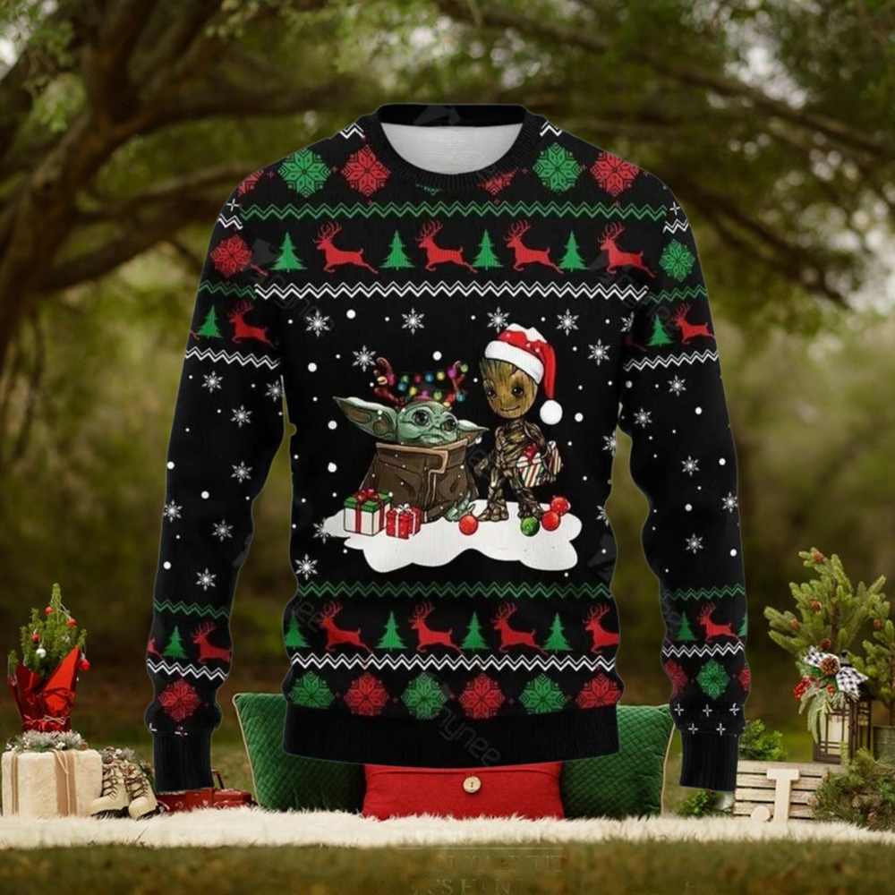 Christmas Baby Yoda And Groot Ugly Sweater, Guardians Of The Galaxy Shirt, Magic Kingdom Holiday Sweater, Disney Star Wars Fan Gift Christmas Baby Yoda And Groot Ugly Sweater, Guardians Of The Galaxy Shirt, Magic Kingdom Holiday Sweater, Disney Star Wars Fan Gift