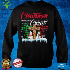 Christmas Begins With Christ Buffalo Plaid Jesus Cross Xmas T Shirt (1)