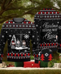 Christmas Begins With Christ Faith Hope Love Ugly Christmas Sweater Unisex 3D Sweater Christmas Gift