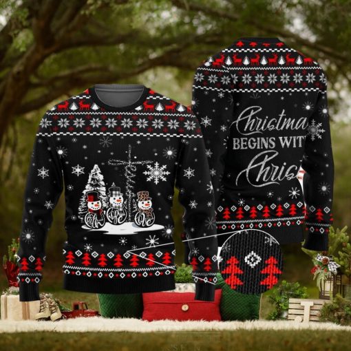 Christmas Begins With Christ Faith Hope Love Ugly Christmas Sweater Unisex 3D Sweater Christmas Gift