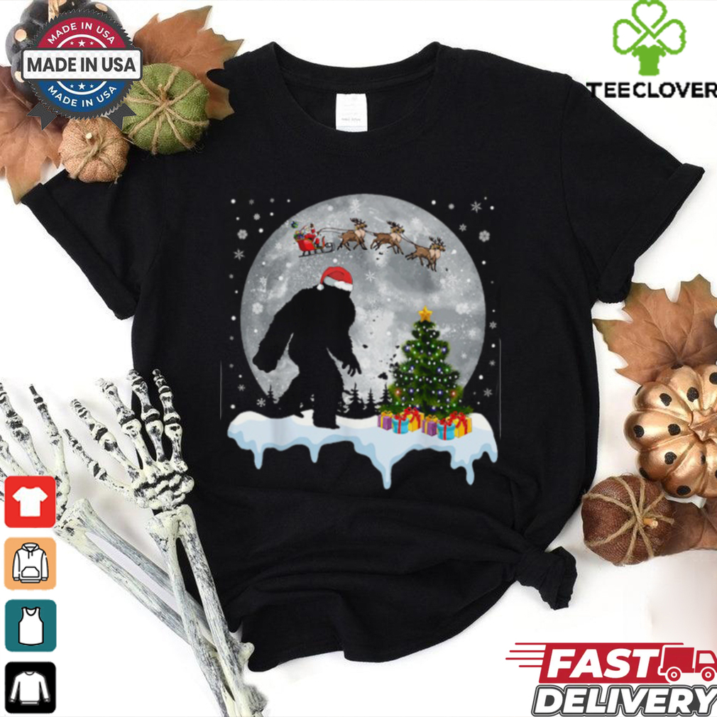 Christmas Bigfoot Santa Tree Sleigh Moon Reindeer Snow T Shirt Recovered Christmas Bigfoot Santa Tree Sleigh Moon Reindeer Snow T Shirt Recovered