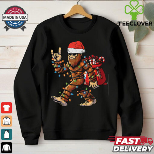 Christmas Bigfoot Sasquatch Rock Xmas Rocker Shirt Recovered