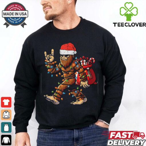 Christmas Bigfoot Sasquatch Rock Xmas Rocker Shirt Recovered