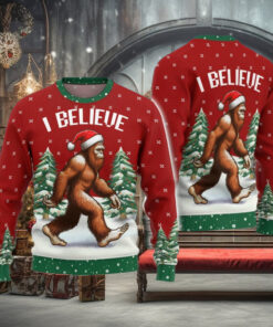 Christmas Bigfoot Ugly Sweater, Sasquatch Holiday Sweater