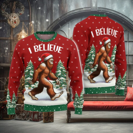 Christmas Bigfoot Ugly Sweater, Sasquatch Holiday Sweater