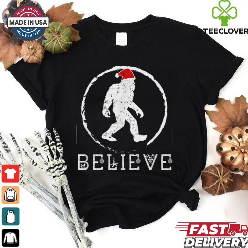 Christmas Bigfoot with Santa Hat T Shirt Recovered Christmas Bigfoot with Santa Hat T Shirt Recovered