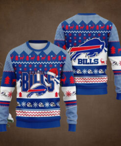 Christmas Bills Football Santa Hat Ugly Sweater