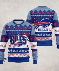 Christmas Bills Football Santa Hat Ugly Sweater